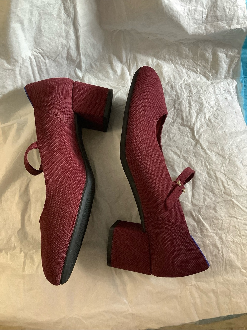 Rothy’s The Mary Jane Heel Women's Size 10 Burgundy Knit Block Heel Pumps - Picture 10 of 16
